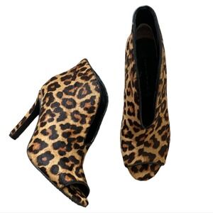 Steve Leopard‎ Print Open Toe Stiletto Heel Booties Ankle Boots Animal Print 8